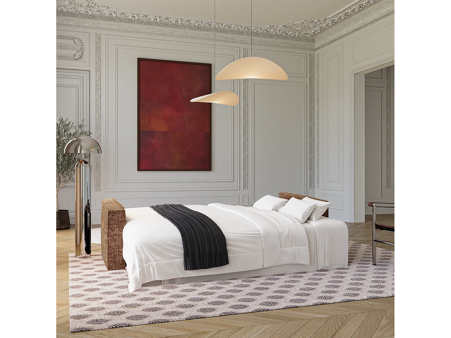 Canapé convertible avec coffre  en Tissu effet tweed