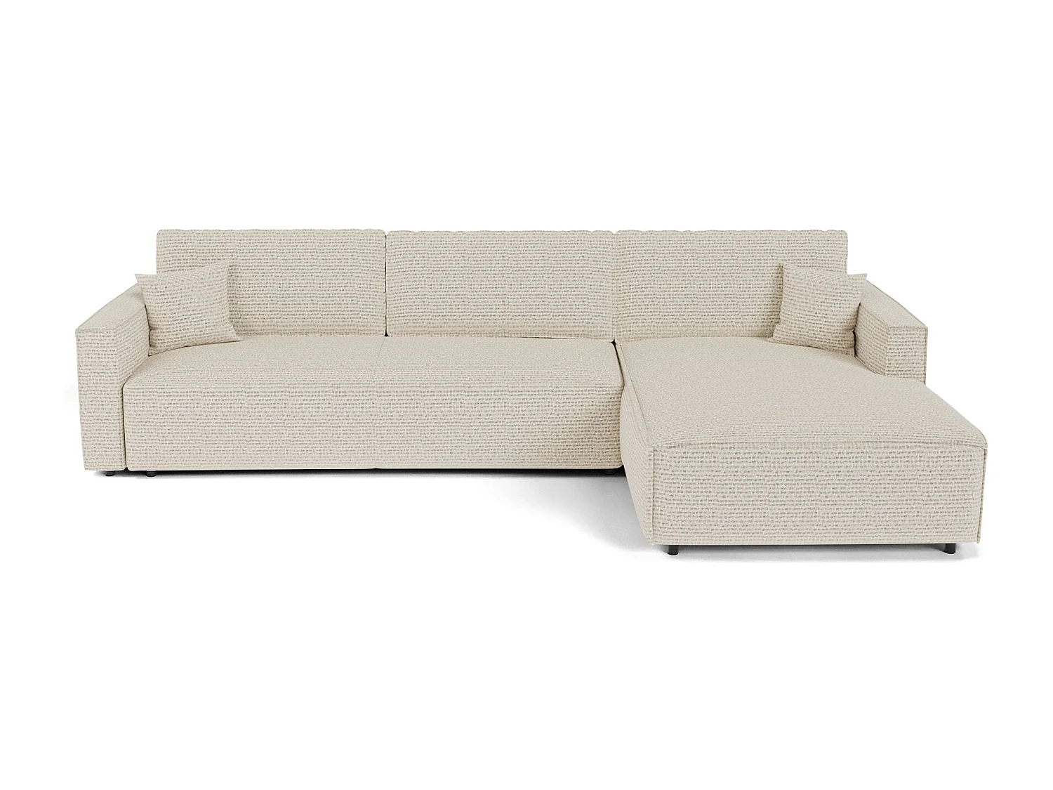 Canapé d'angle droit convertible avec coffre  en Tissu effet tweed