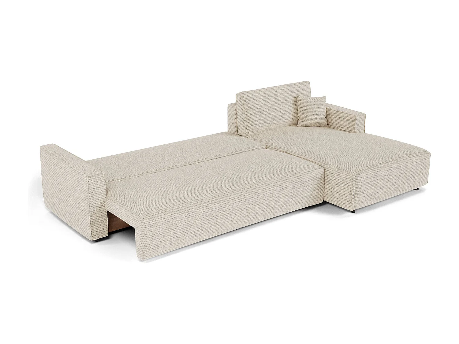 Canapé d'angle droit convertible avec coffre  en Tissu effet tweed