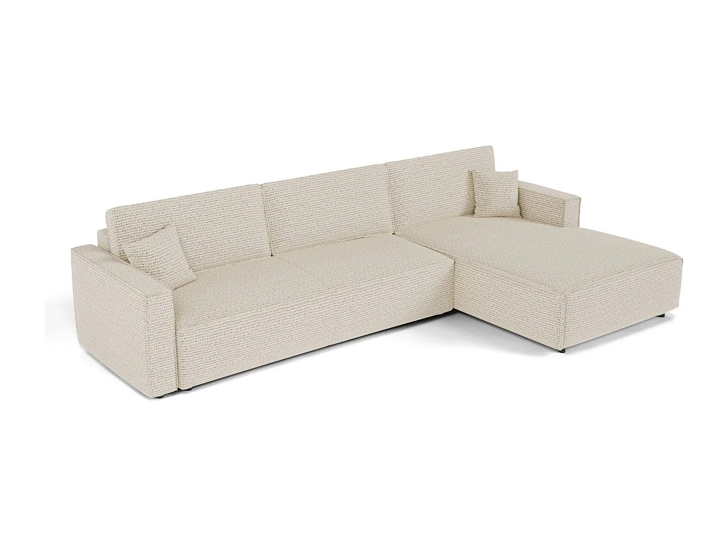 Canapé d'angle droit convertible avec coffre  en Tissu effet tweed