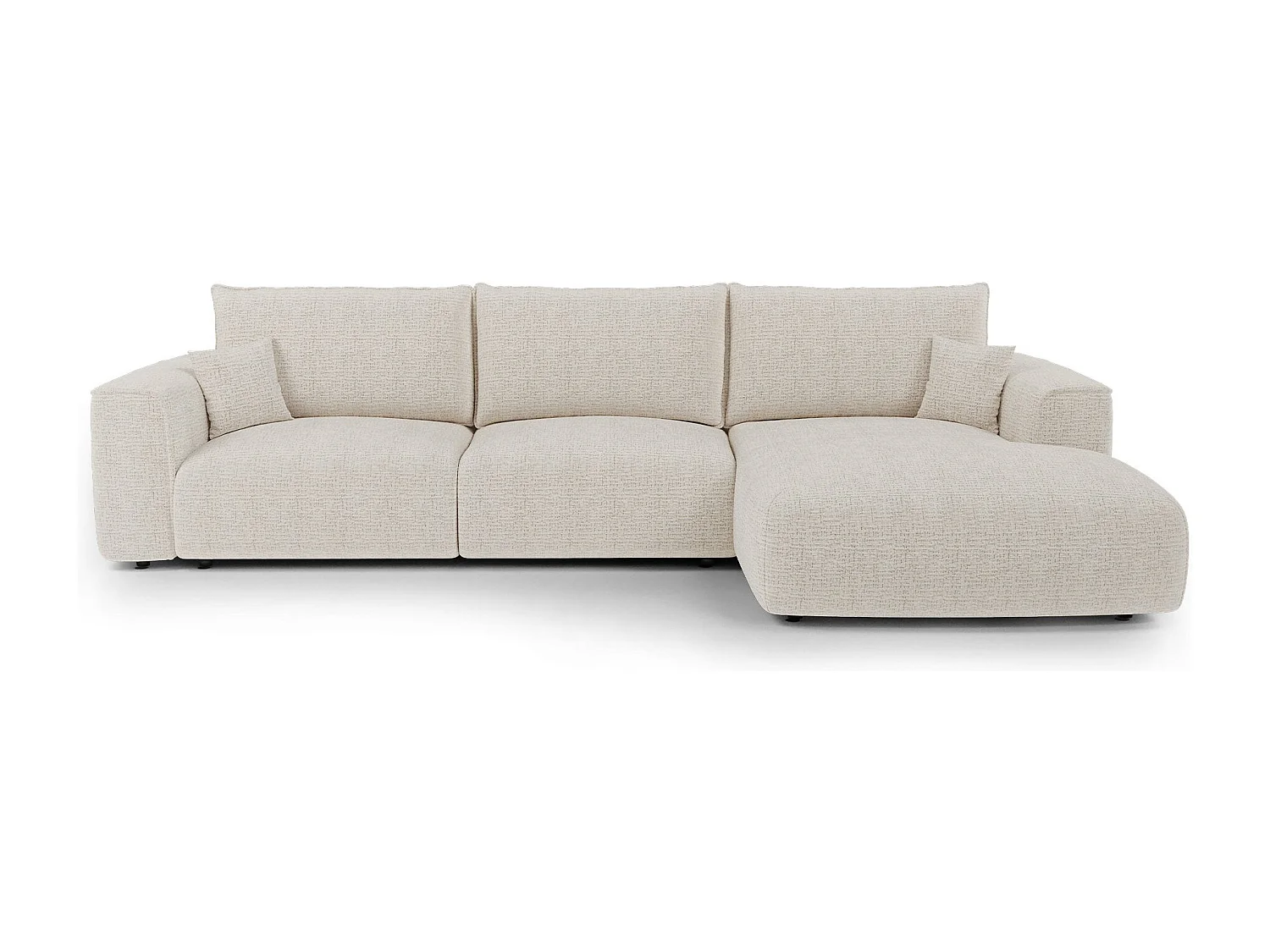 Canapé d'angle droit convertible avec coffre COMO en Tissu tramé  toucher doux