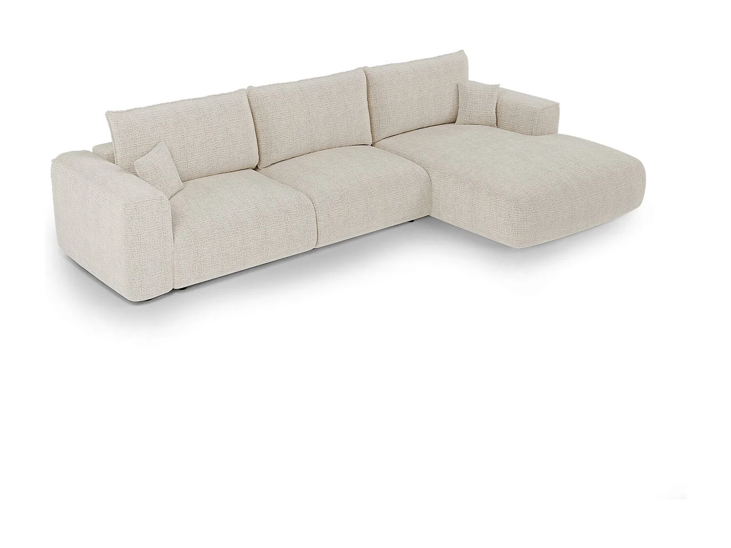 Canapé d'angle droit convertible avec coffre COMO en Tissu tramé  toucher doux