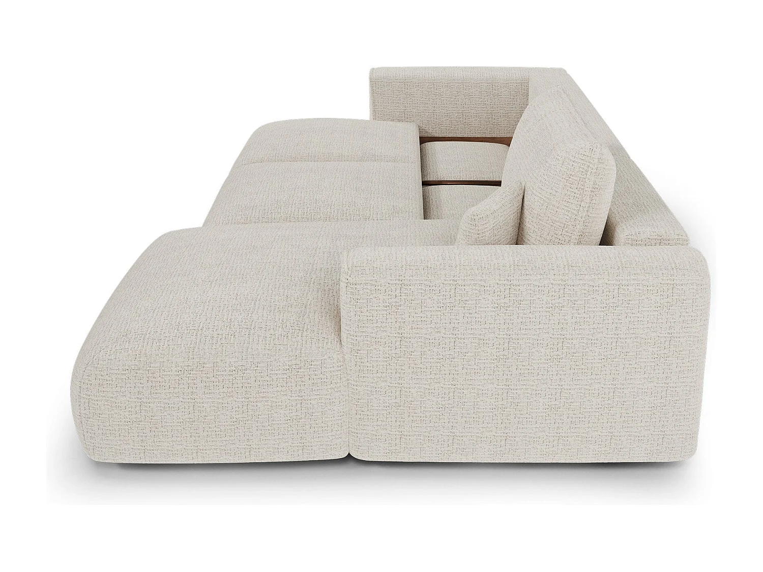 Canapé d'angle droit convertible avec coffre COMO en Tissu tramé  toucher doux