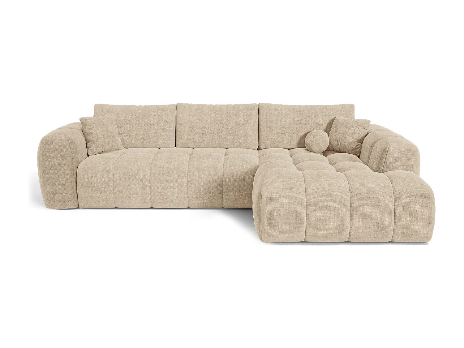 Canapé d'angle droit convertible avec coffre SKY en Tissu tramé