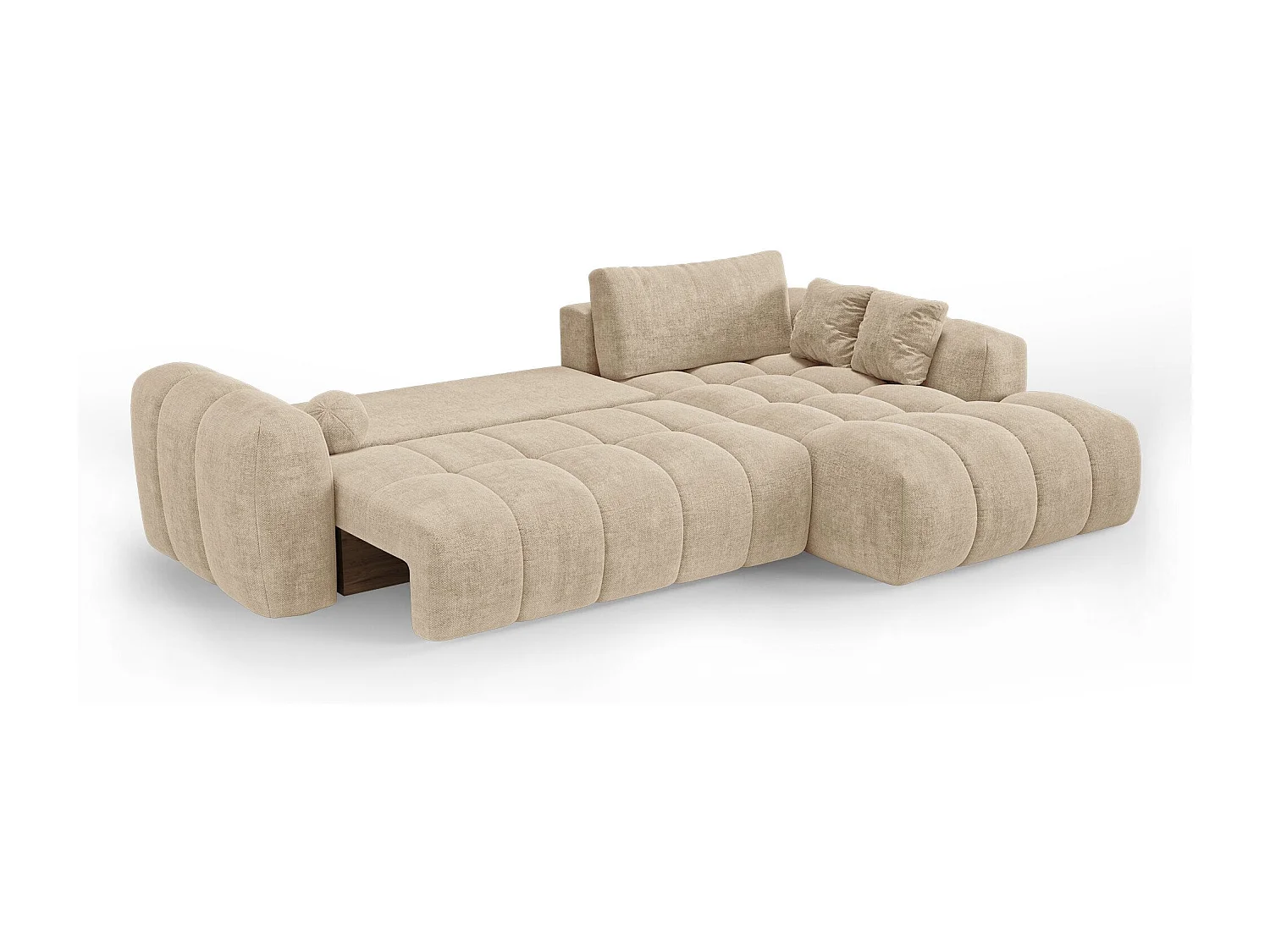 Canapé d'angle droit convertible avec coffre SKY en Tissu tramé