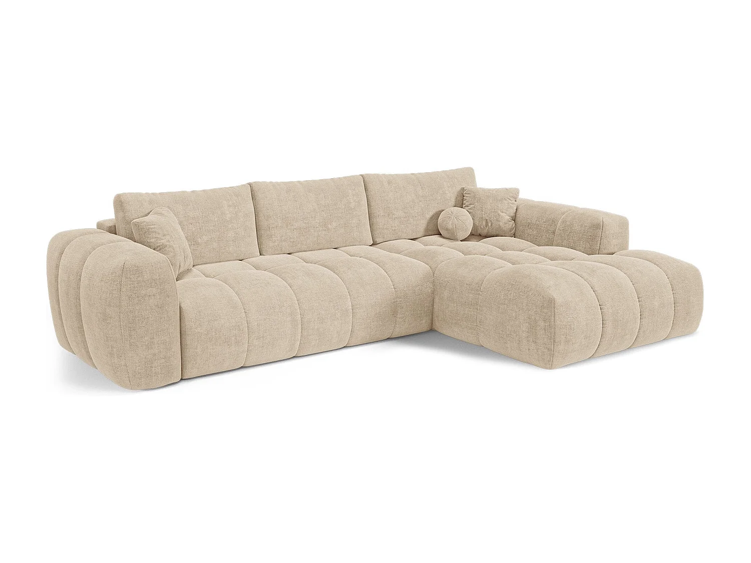 Canapé d'angle droit convertible avec coffre SKY en Tissu tramé