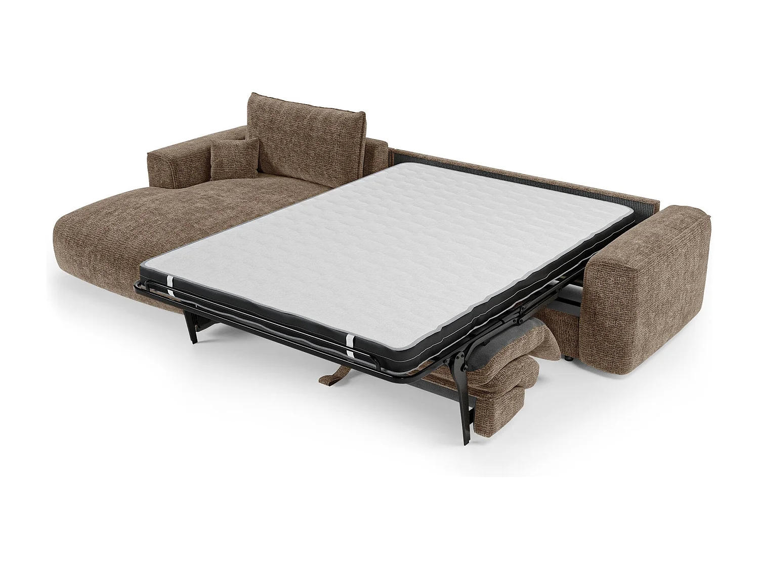 Canapé d'angle gauche convertible express COMO en Tissu tramé toucher doux