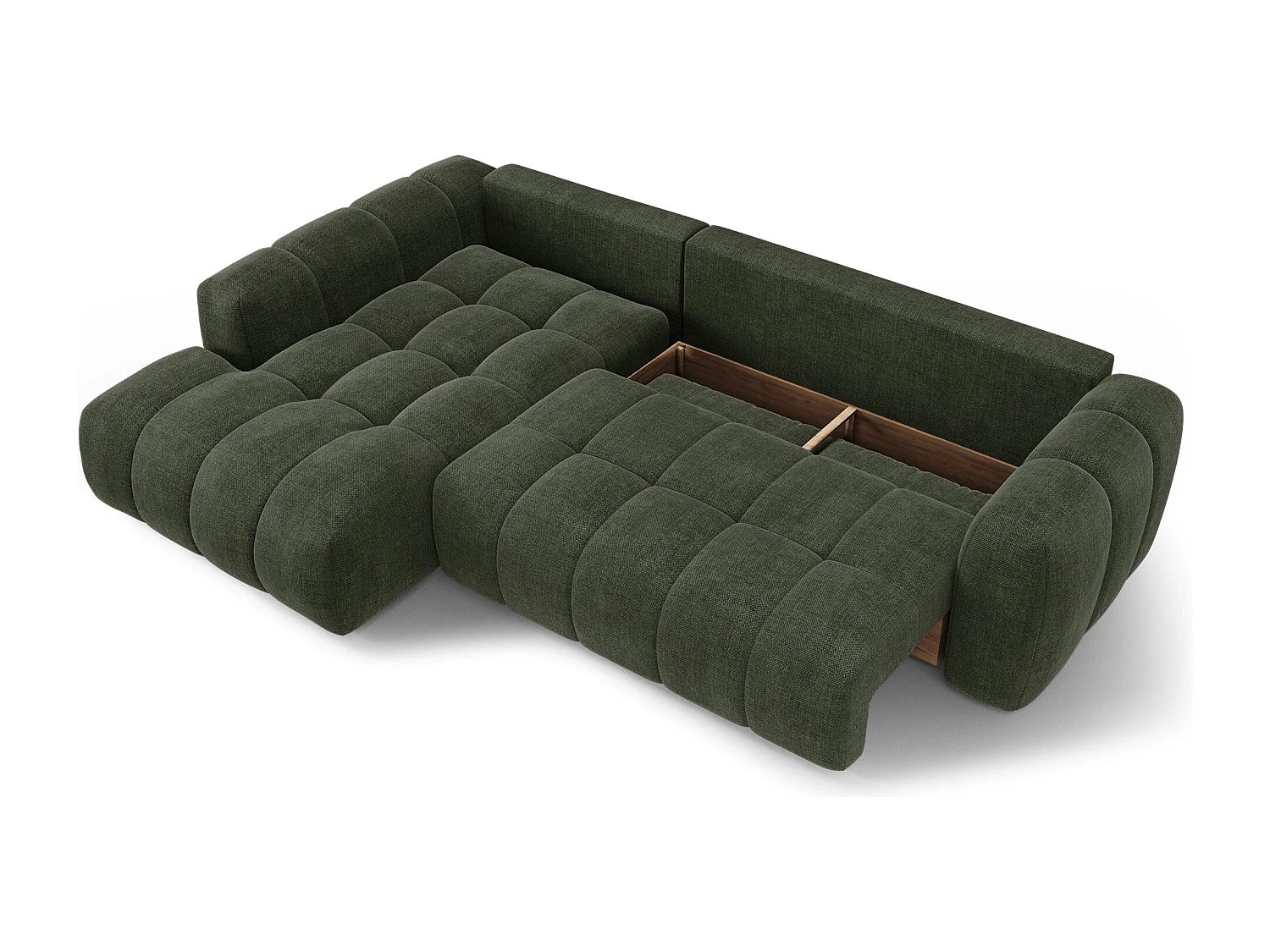 Canapé d'angle gauche convertible avec coffre SKY en Tissu tramé