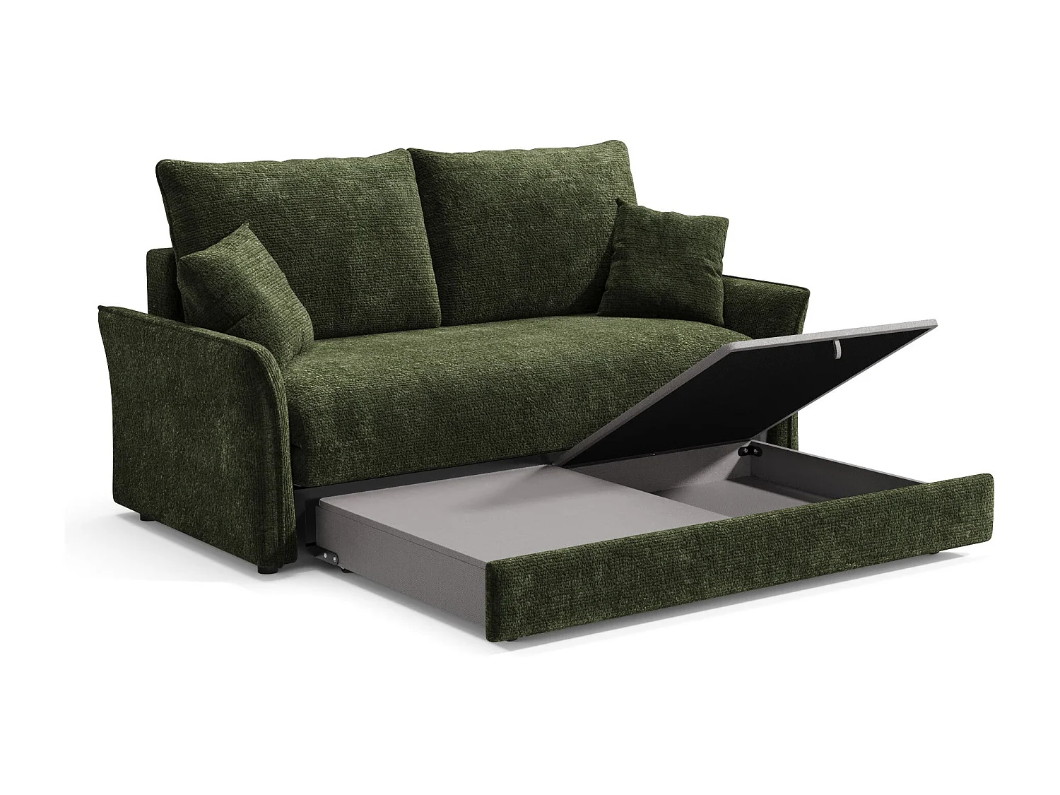 Canapé convertible CHERY en Velours texturé Kaki