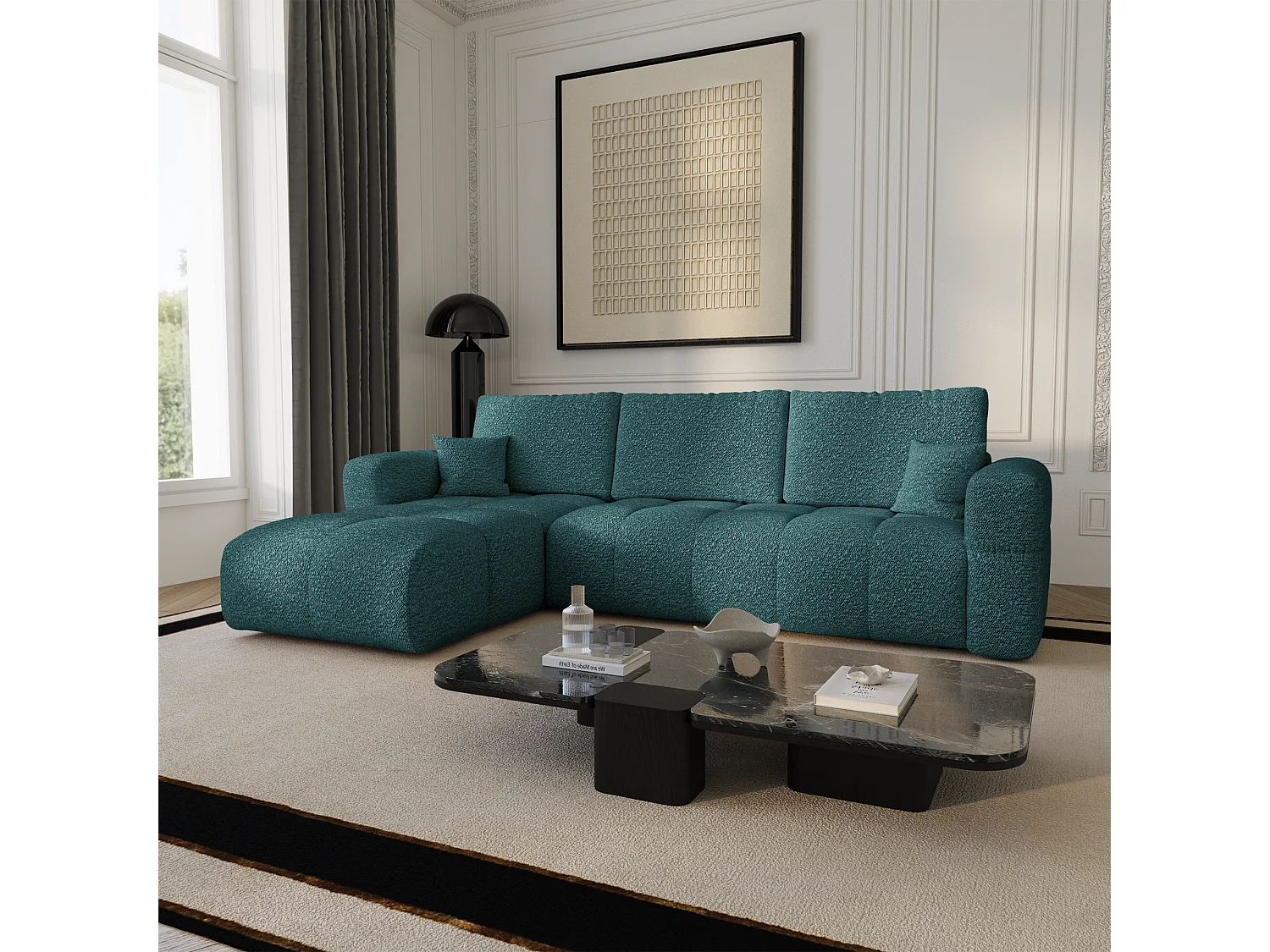 Canapé d'angle gauche convertible avec coffre VIBE