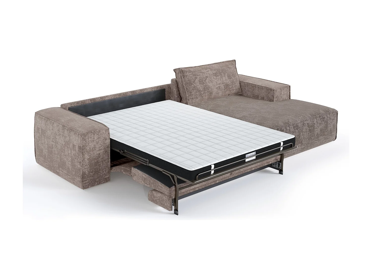 Canapé d'angle droit convertible express JUNE en Velours gaufré