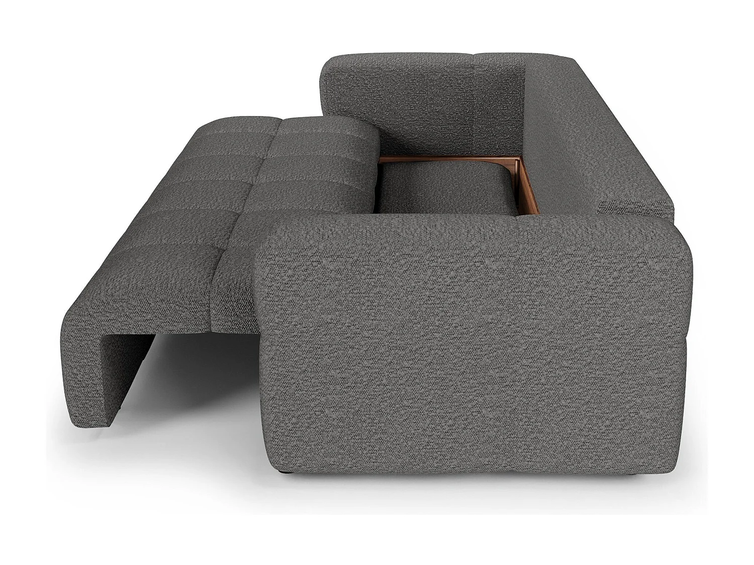 Canapé convertible avec coffre VIBE en Tissu bouclette