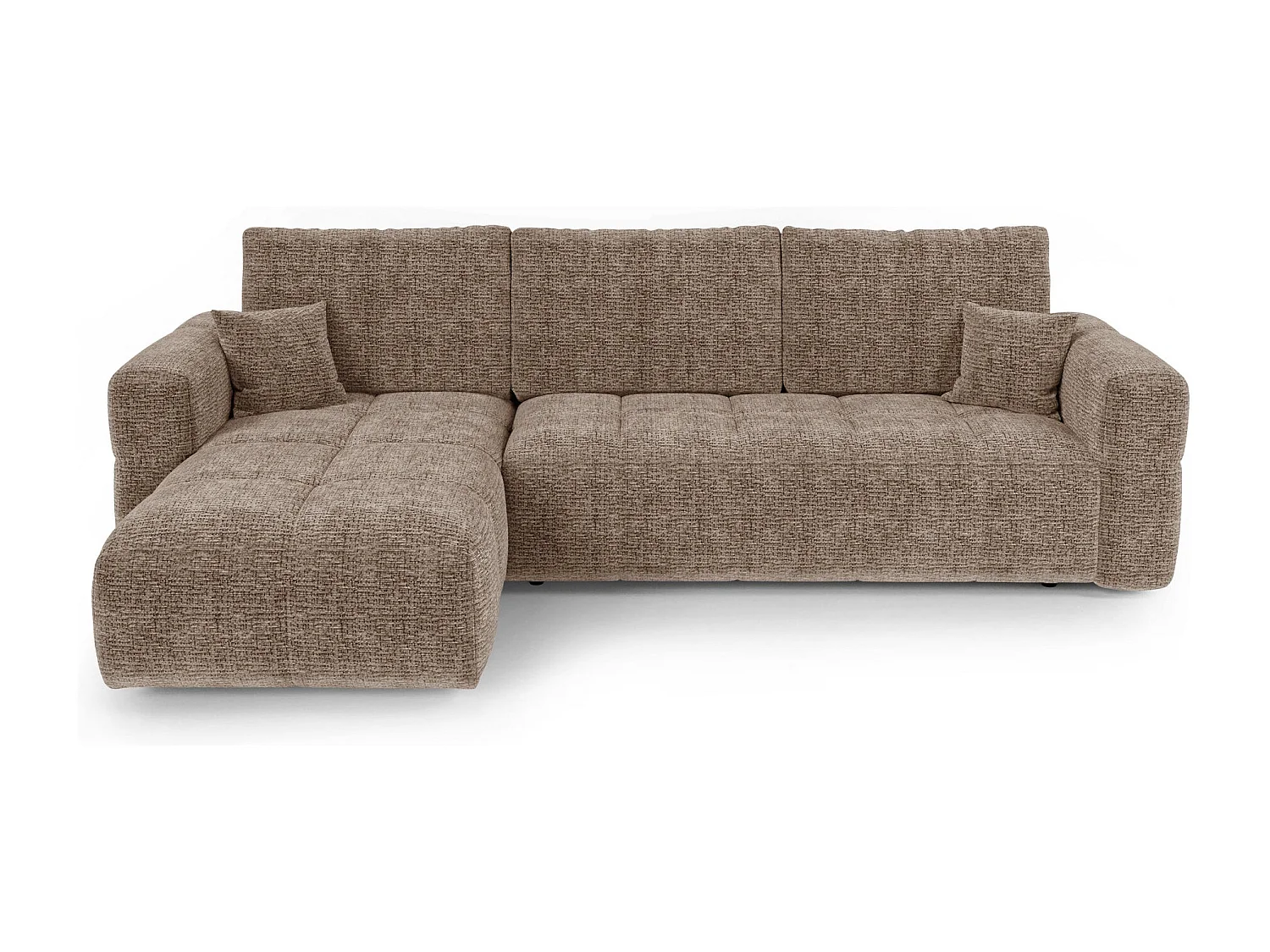 Canapé d'angle gauche convertible avec coffre VIBE en Tissu tramé toucher doux
