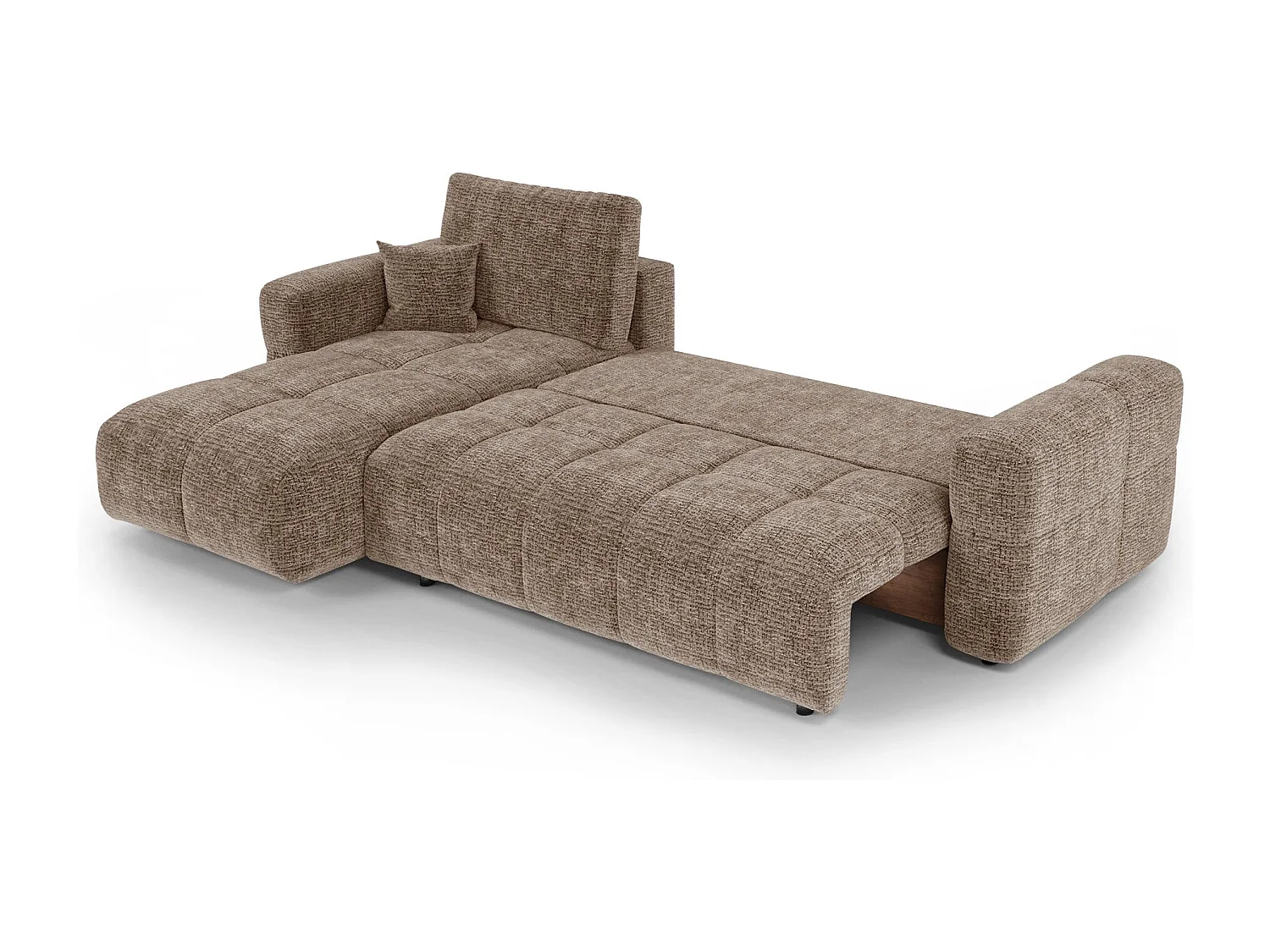 Canapé d'angle gauche convertible avec coffre VIBE en Tissu tramé toucher doux