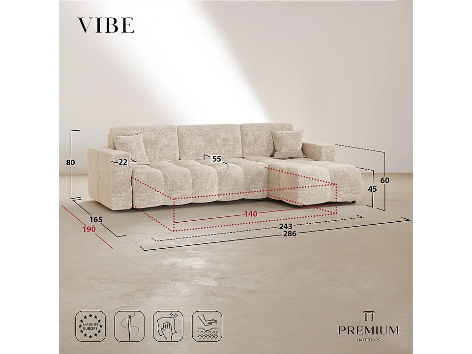 Canapé d'angle droit convertible express VIBE