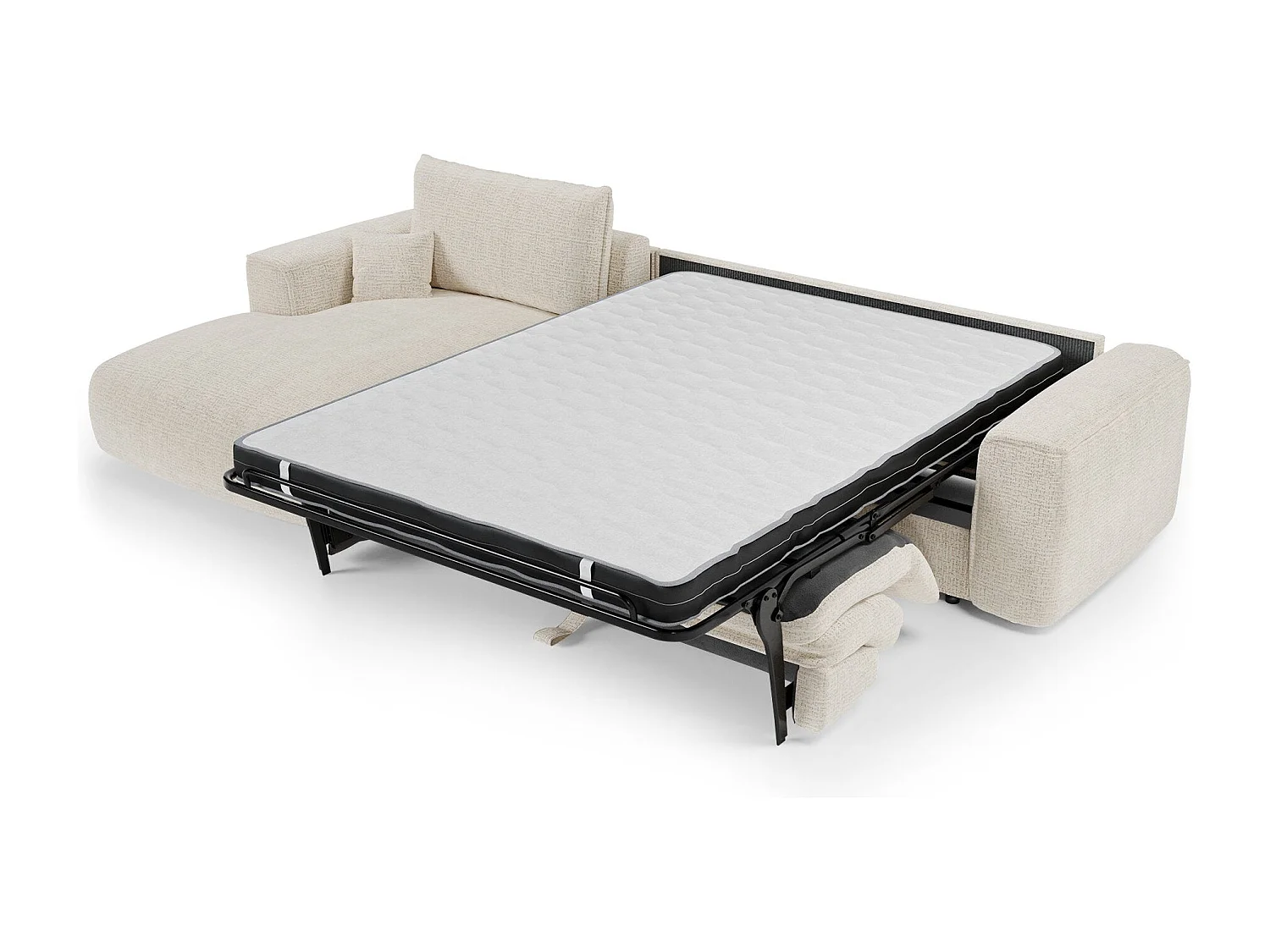 Canapé d'angle gauche convertible express COMO en Tissu tramé toucher doux