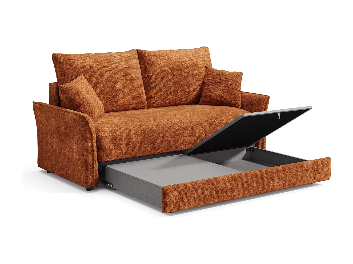 Canapé convertible CHERY en Velours texturé Terracotta