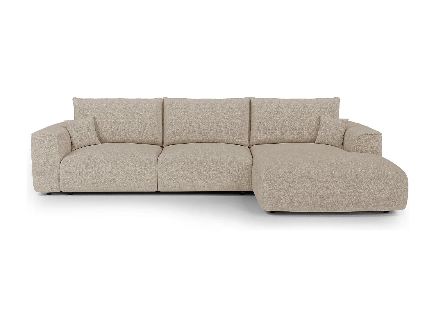 Canapé d'angle droit convertible avec coffre COMO en Tissu bouclette