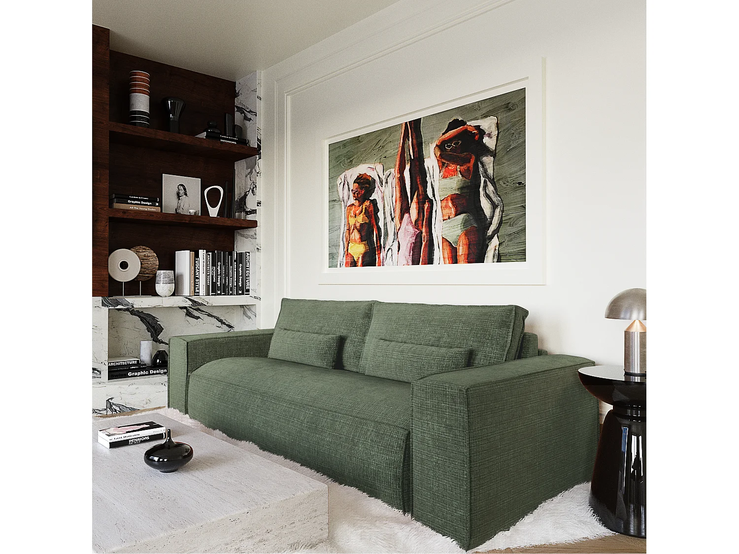 Canapé convertible express JUNE en Velours gaufré