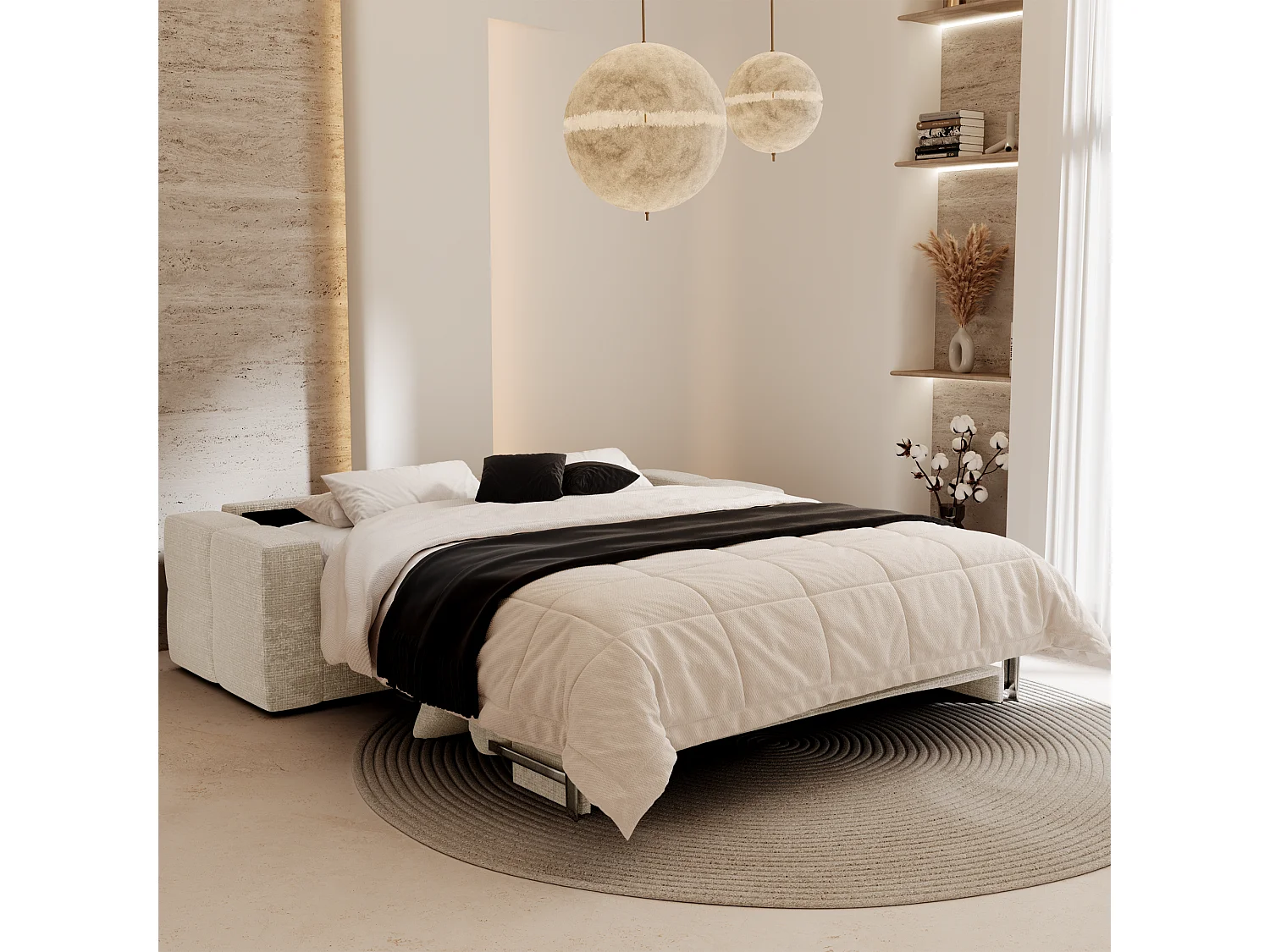 Canapé convertible express VIBE en Velours gaufré