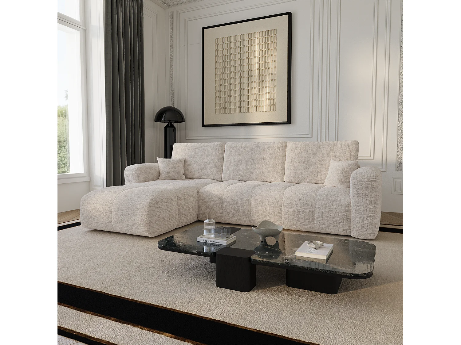 Canapé d'angle gauche convertible avec coffre VIBE