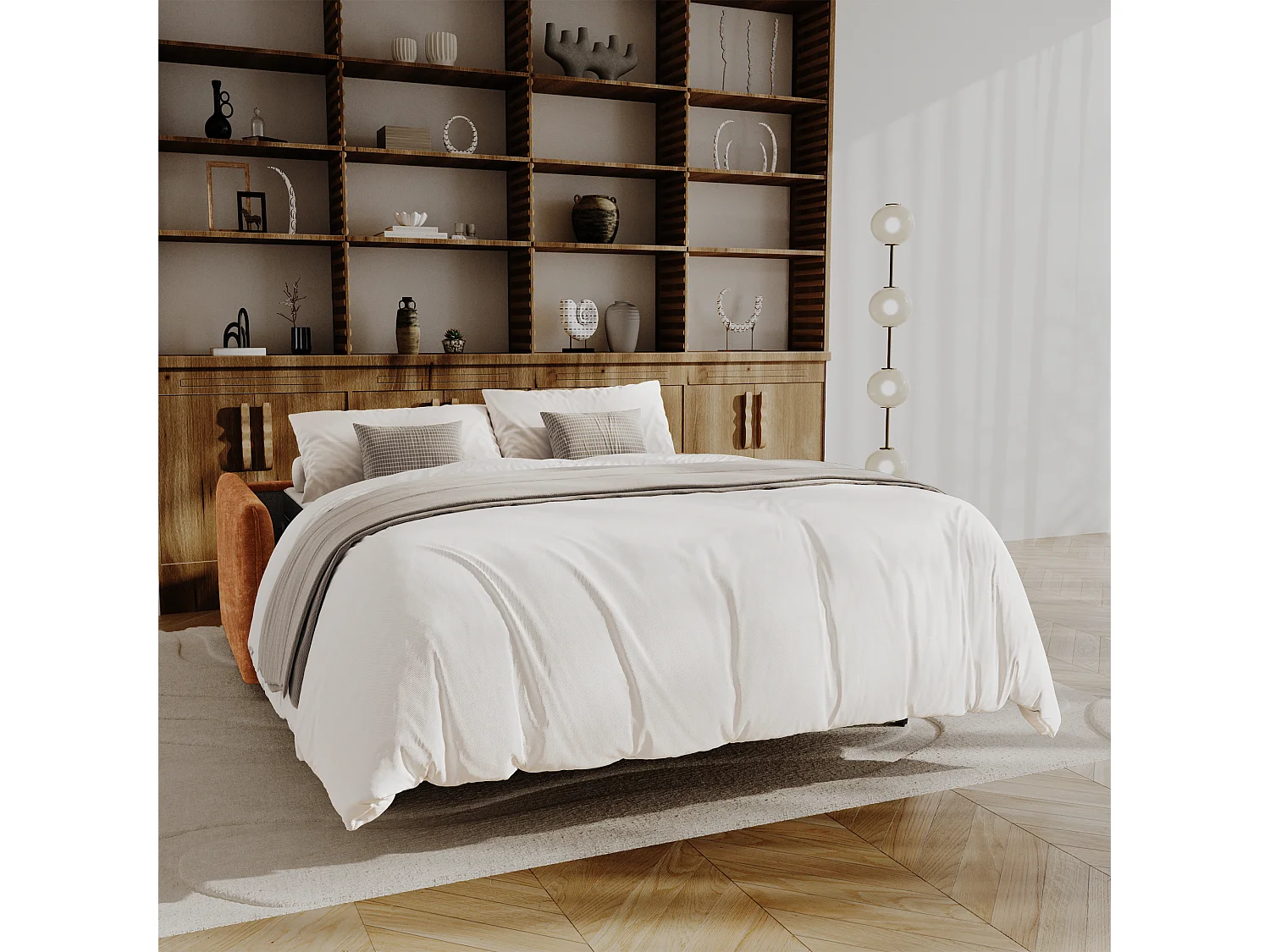 Canapé convertible express AVA en Velours gaufré