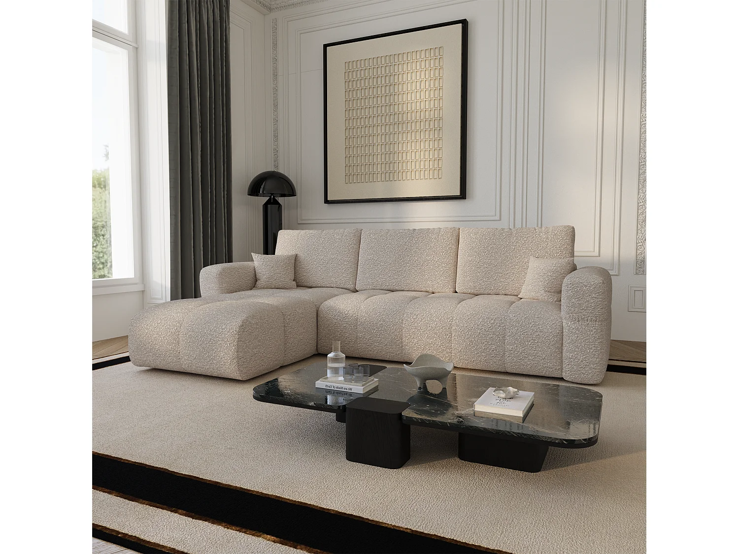 Canapé d'angle gauche convertible avec coffre VIBE