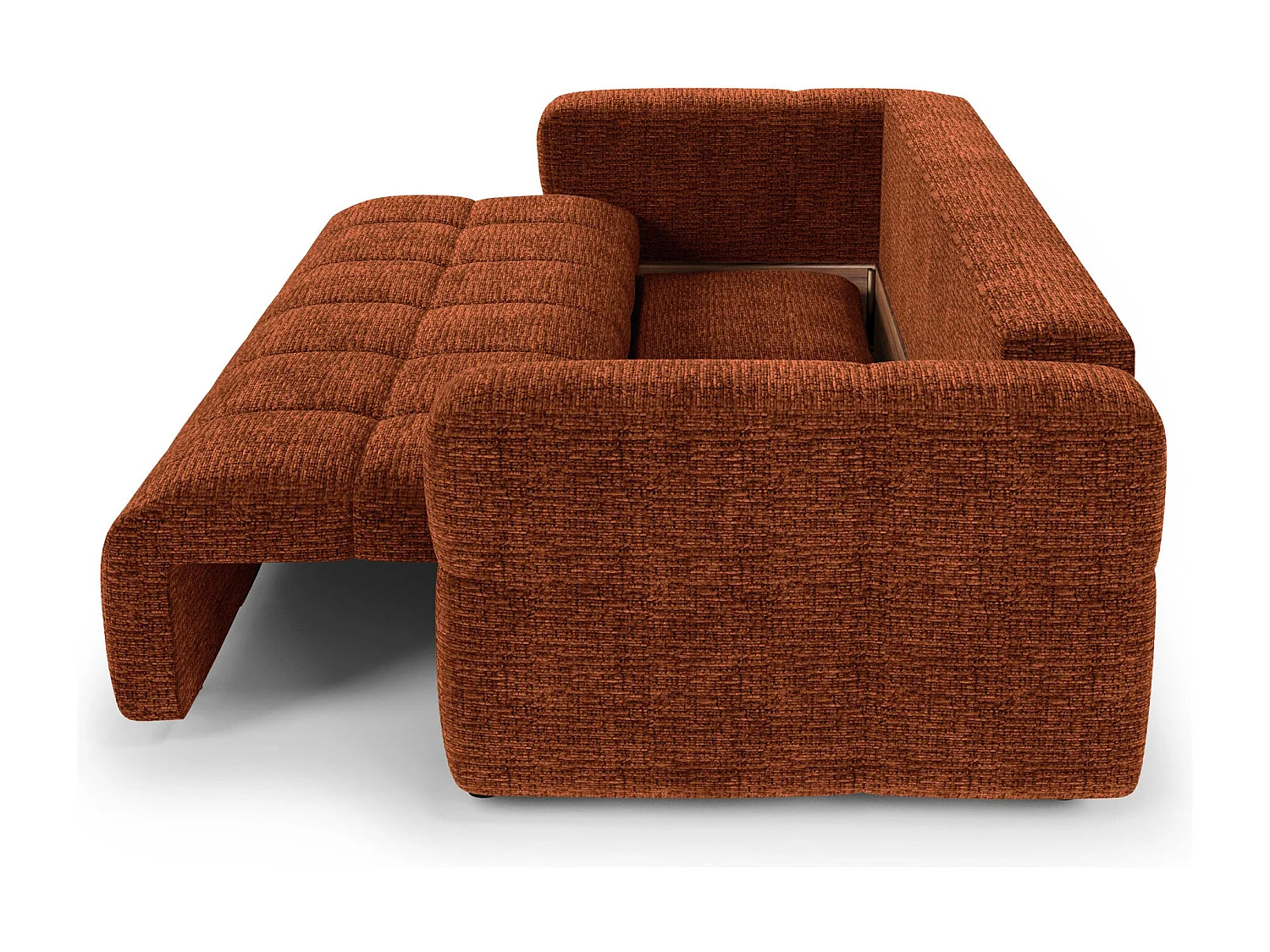 Canapé convertible avec coffre VIBE en Tissu tramé toucher doux