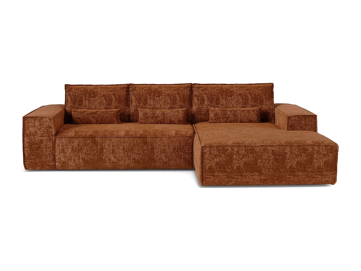 Canapé d'angle droit convertible express JUNE en Velours gaufré