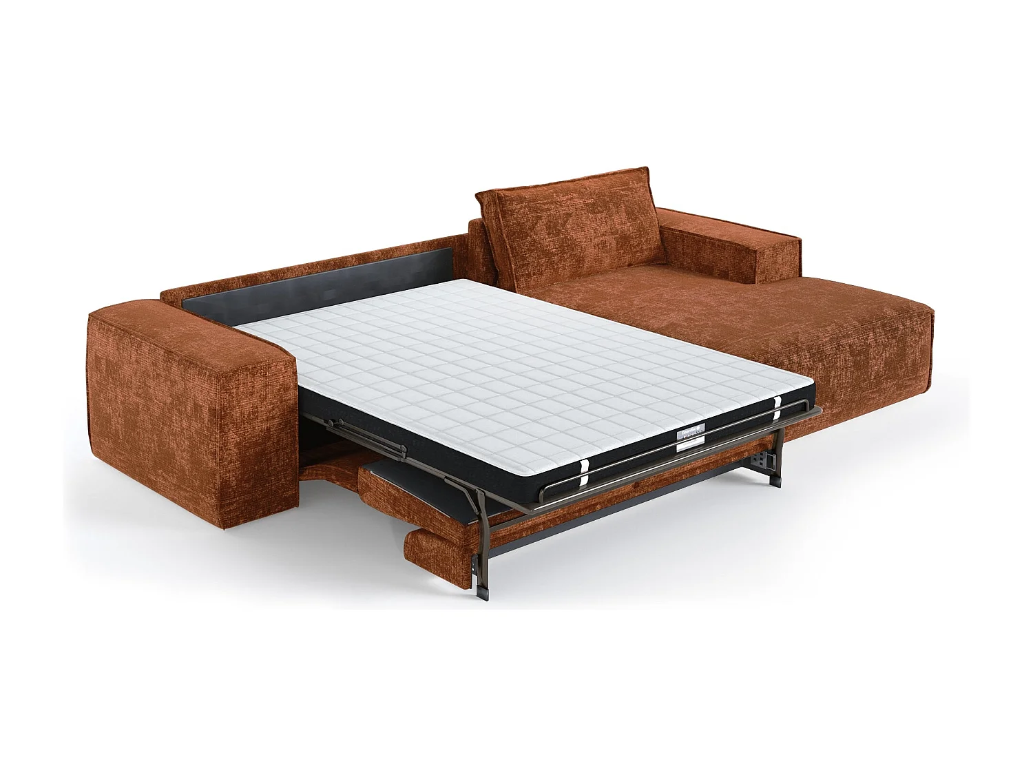 Canapé d'angle droit convertible express JUNE en Velours gaufré