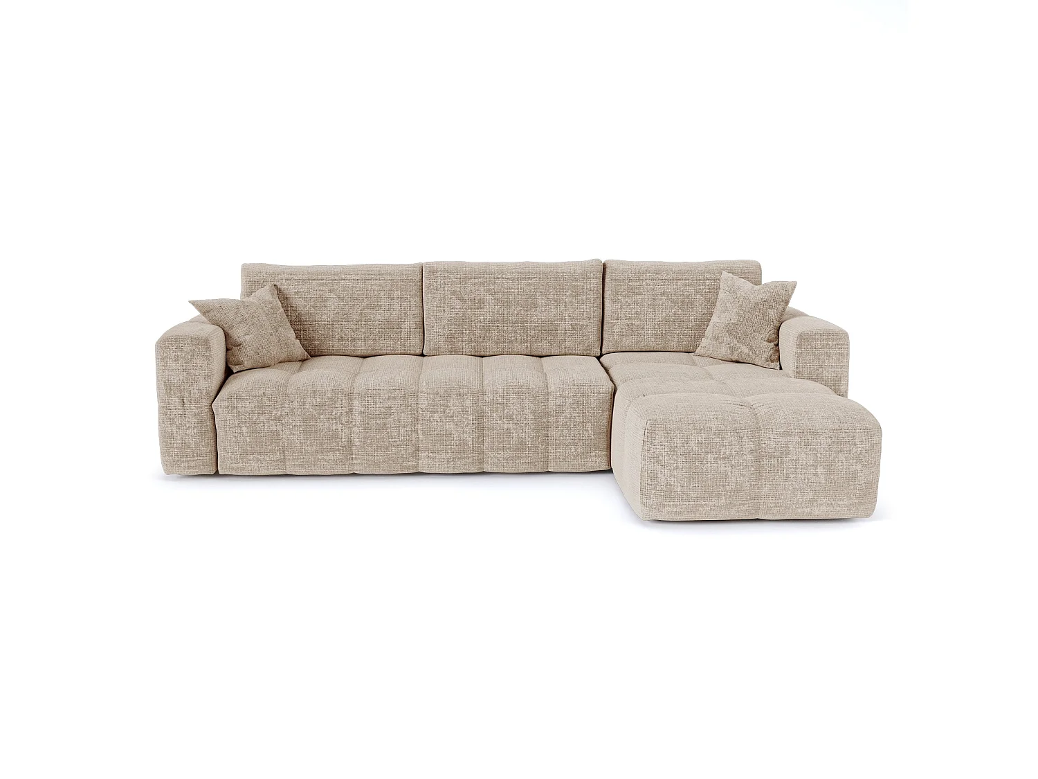 Canapé d'angle droit convertible express VIBE en Velours gaufré Beige