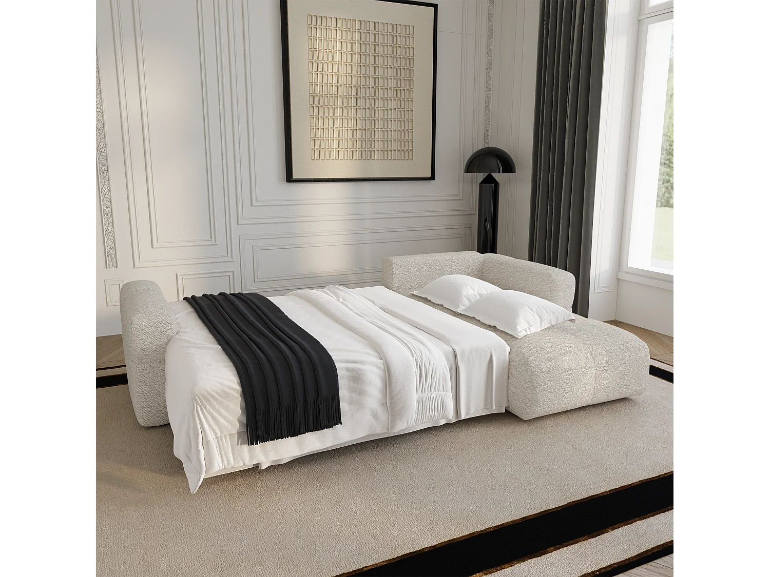 Canapé d'angle droit convertible avec coffre VIBE