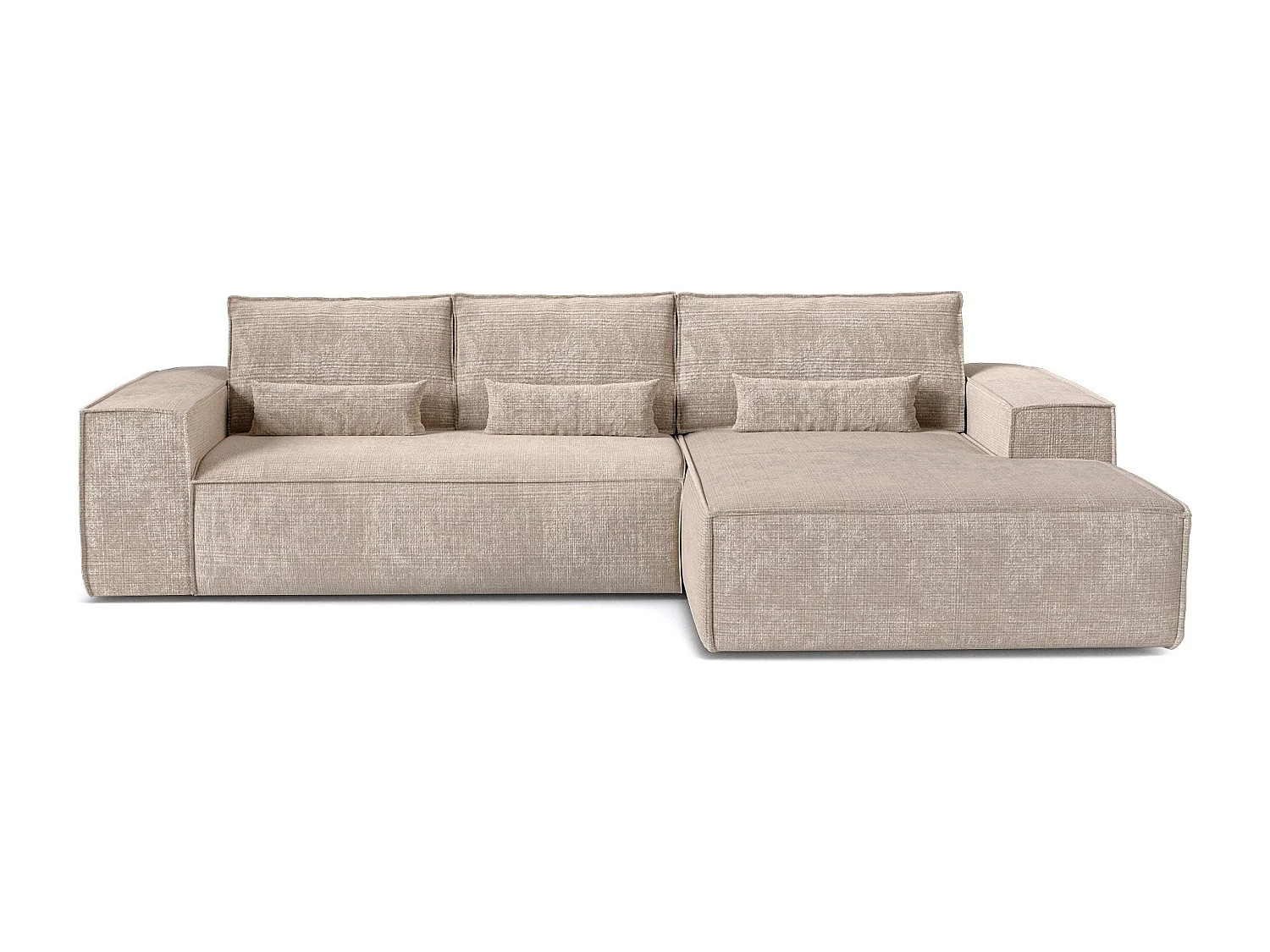 Canapé d'angle droit convertible express JUNE en Velours gaufré