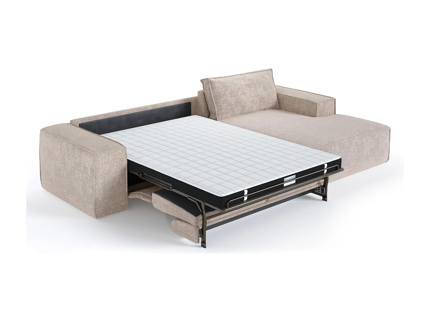 Canapé d'angle droit convertible express JUNE en Velours gaufré