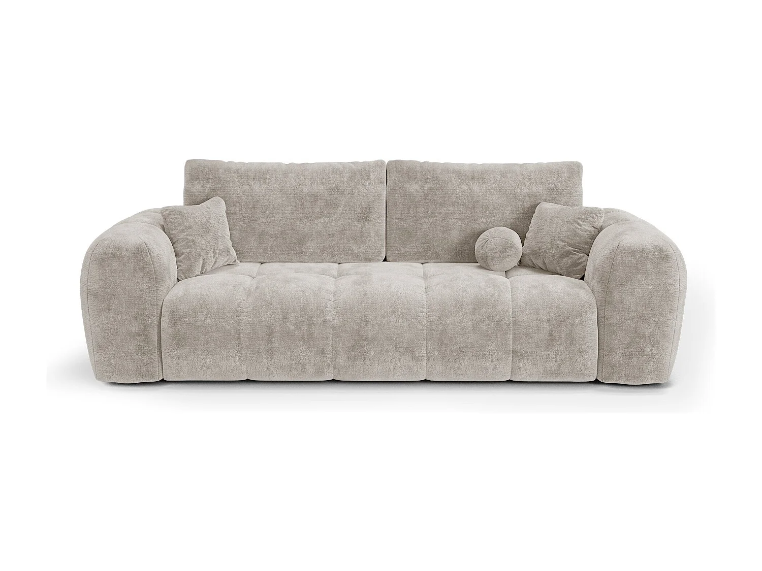 Canapé convertible avec coffre SKY en Velours gaufré Taupe