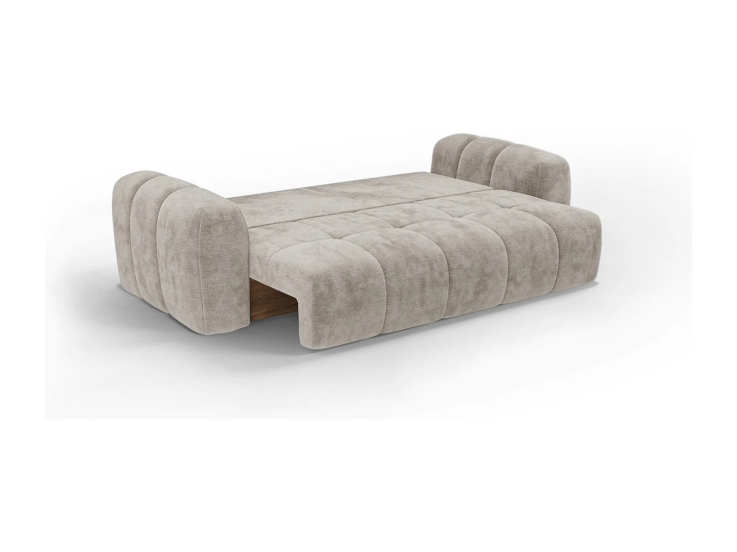 Canapé convertible avec coffre SKY en Velours gaufré Taupe