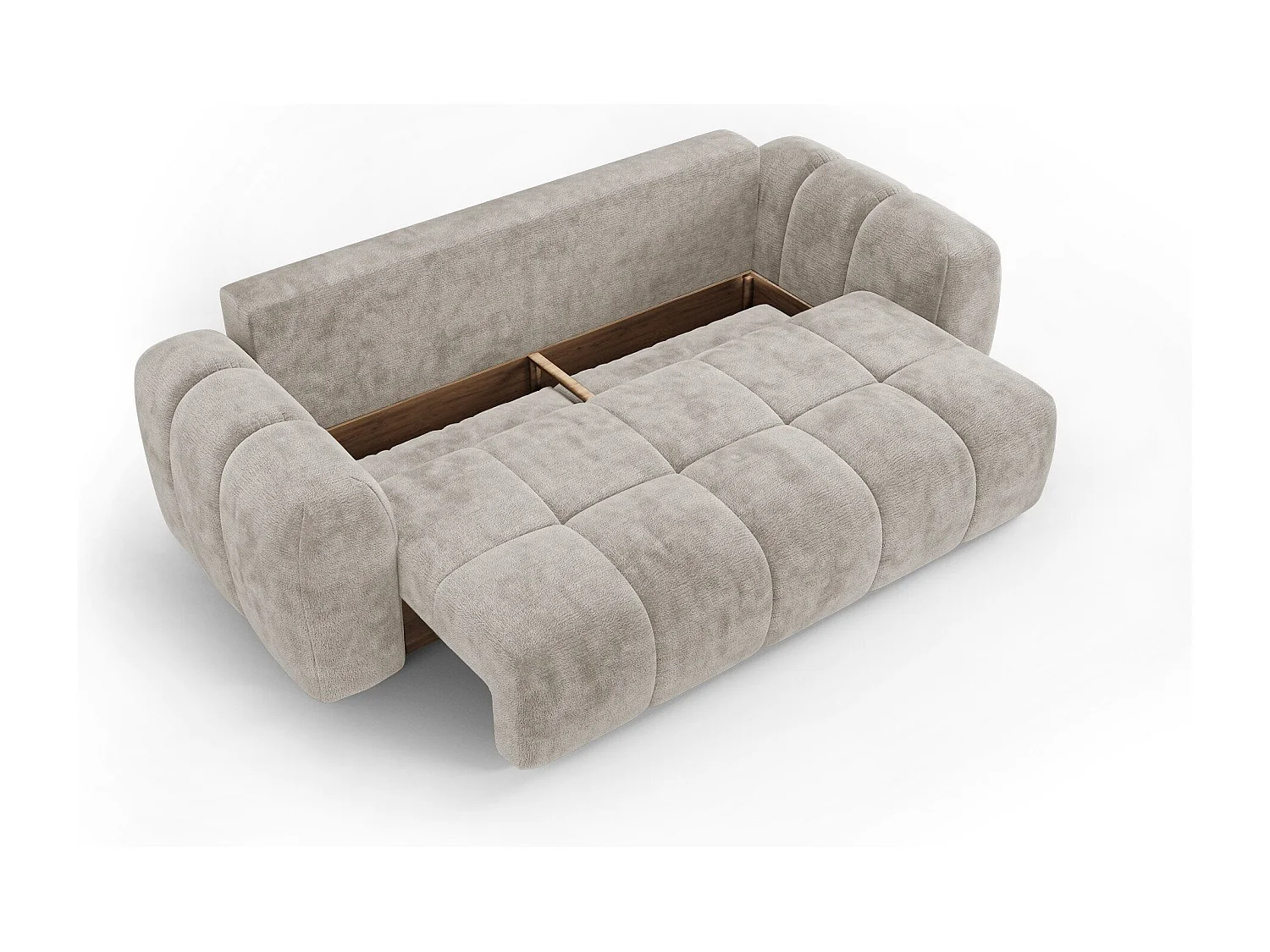 Canapé convertible avec coffre SKY en Velours gaufré Taupe