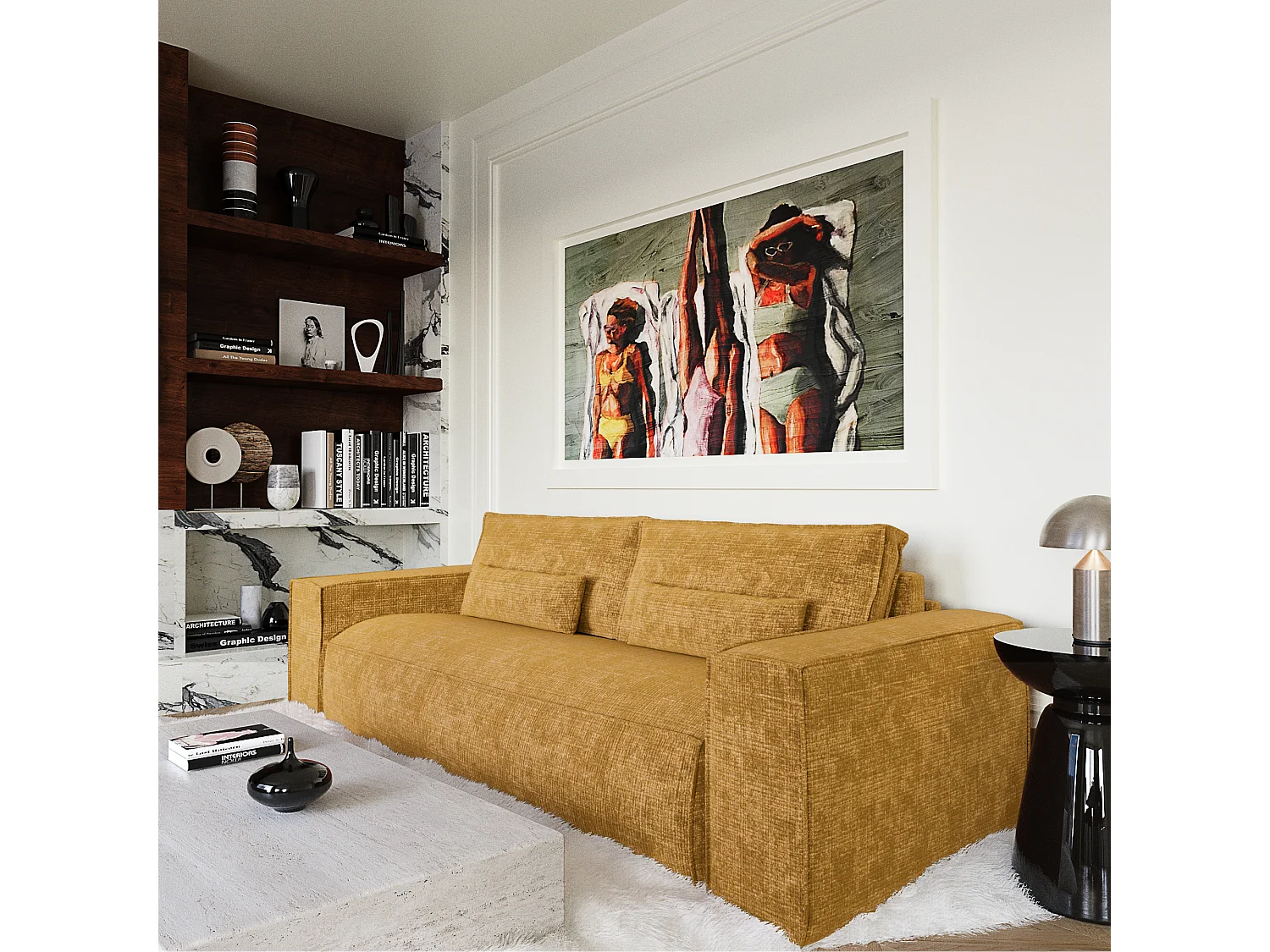 Canapé convertible express JUNE en Velours gaufré