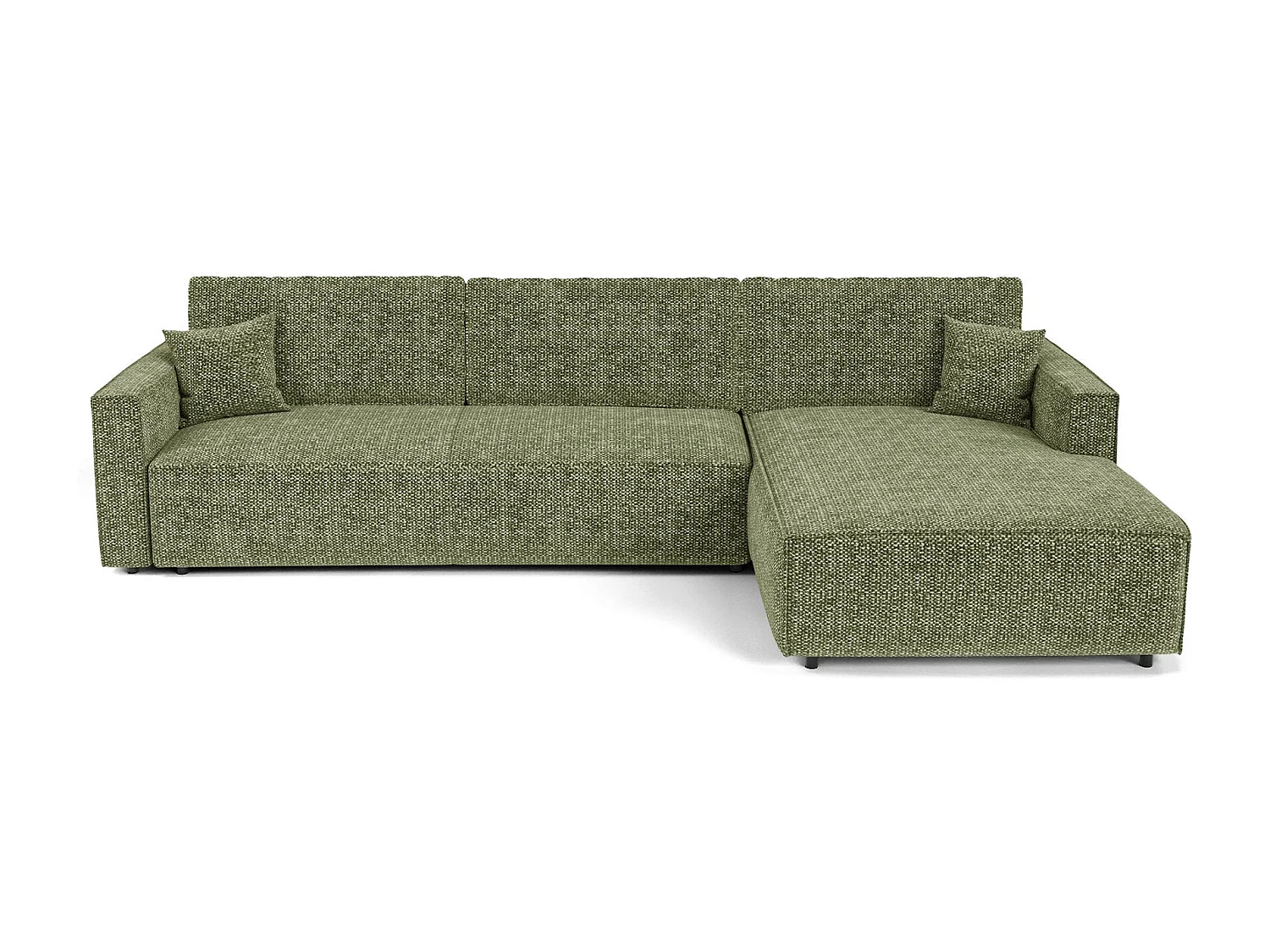 Canapé d'angle droit convertible avec coffre  en Tissu effet tweed