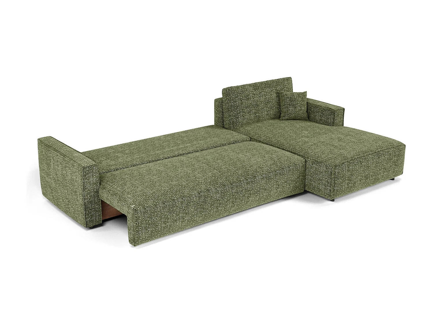 Canapé d'angle droit convertible avec coffre  en Tissu effet tweed