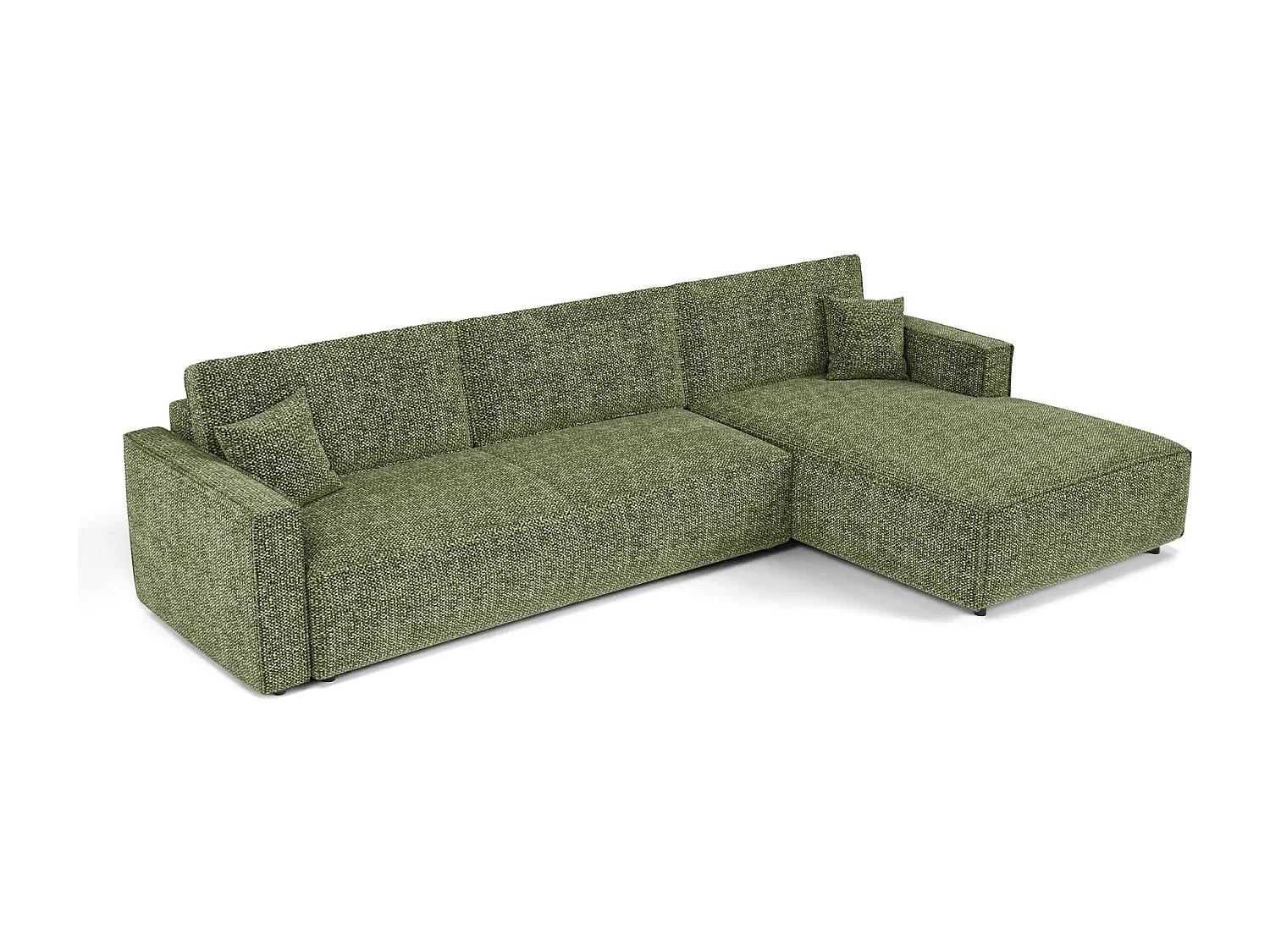 Canapé d'angle droit convertible avec coffre  en Tissu effet tweed