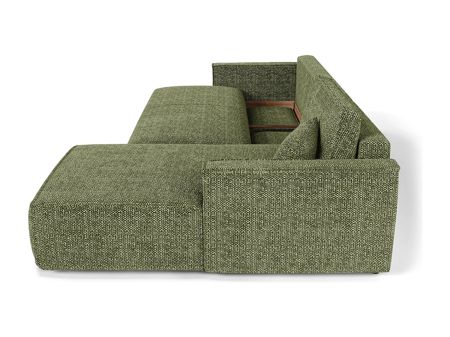Canapé d'angle droit convertible avec coffre  en Tissu effet tweed