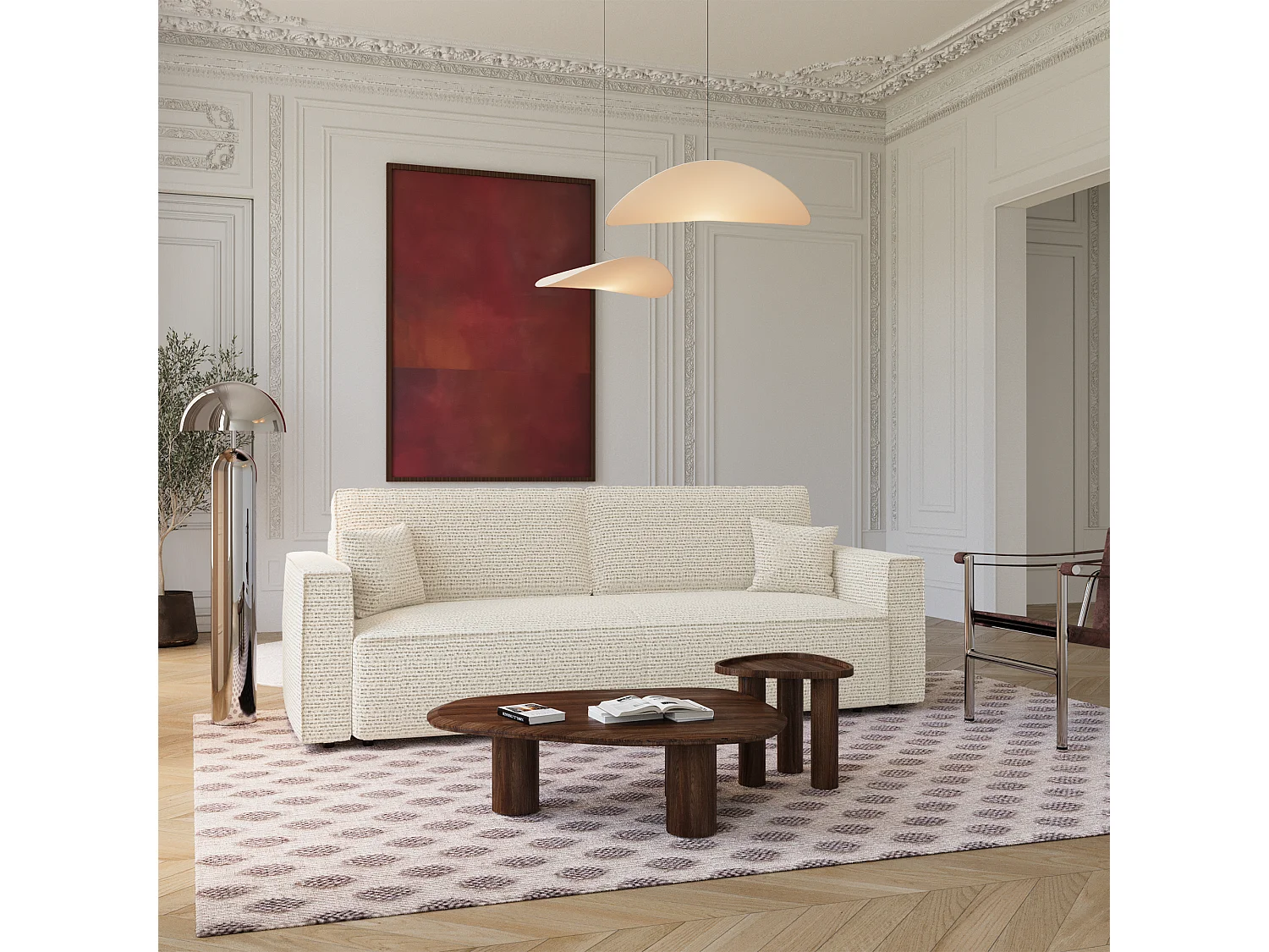 Canapé convertible avec coffre  en Tissu effet tweed