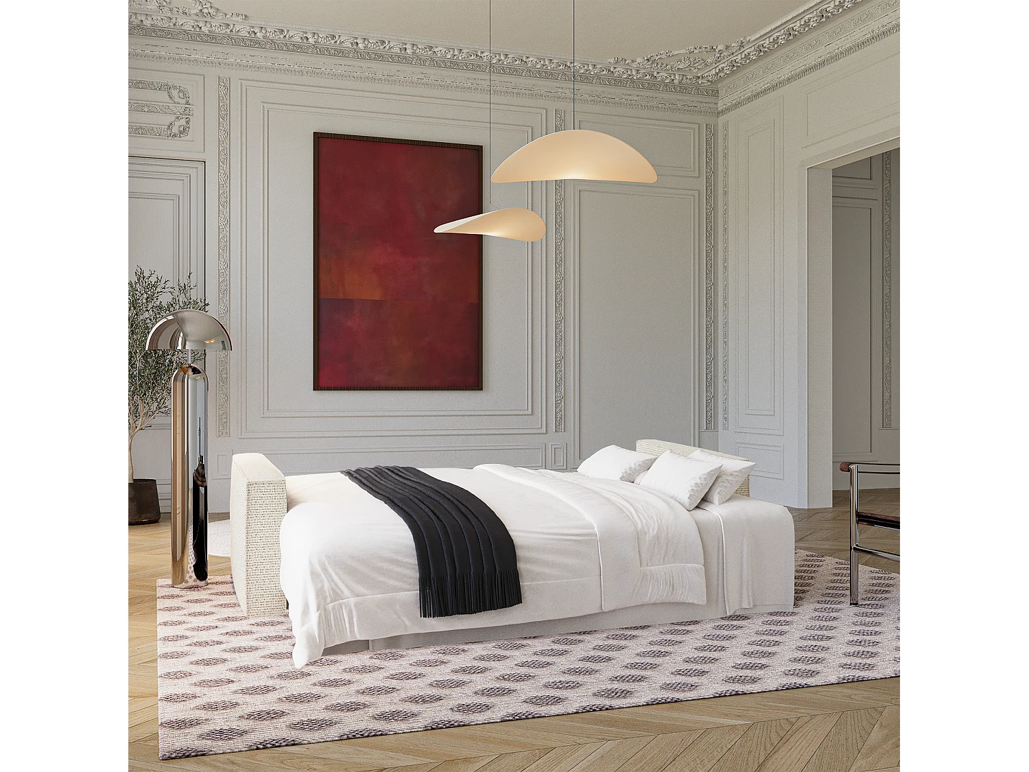 Canapé convertible avec coffre  en Tissu effet tweed