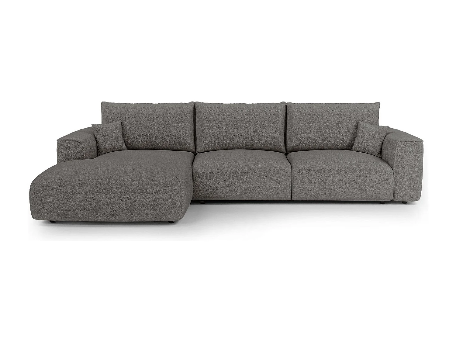 Canapé d'angle gauche convertible avec coffre COMO en Tissu bouclette