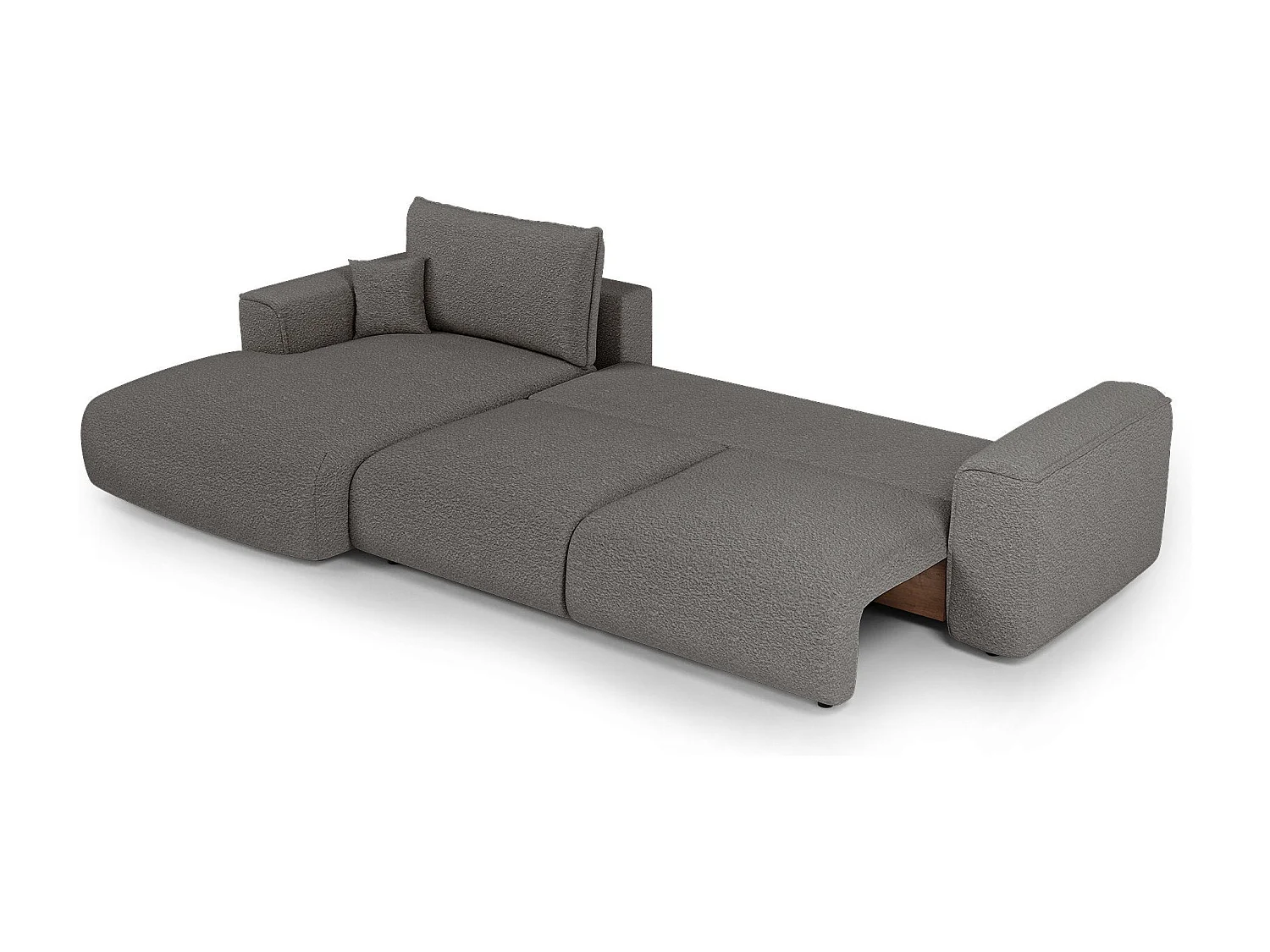 Canapé d'angle gauche convertible avec coffre COMO en Tissu bouclette