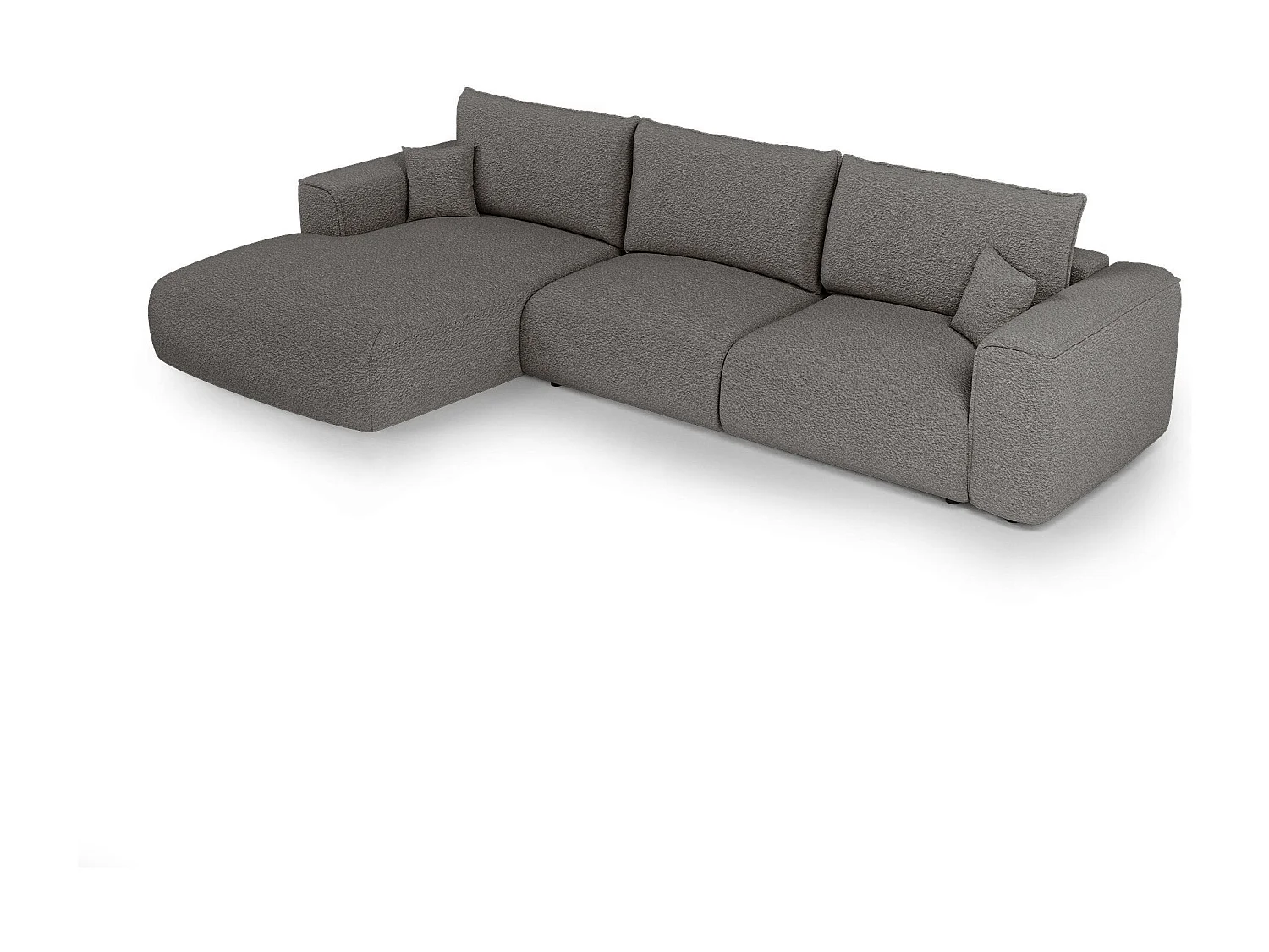 Canapé d'angle gauche convertible avec coffre COMO en Tissu bouclette