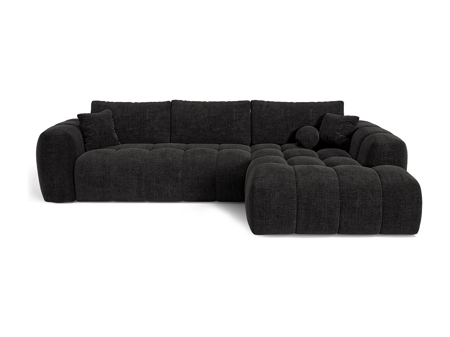 Canapé d'angle droit convertible avec coffre SKY en Tissu tramé