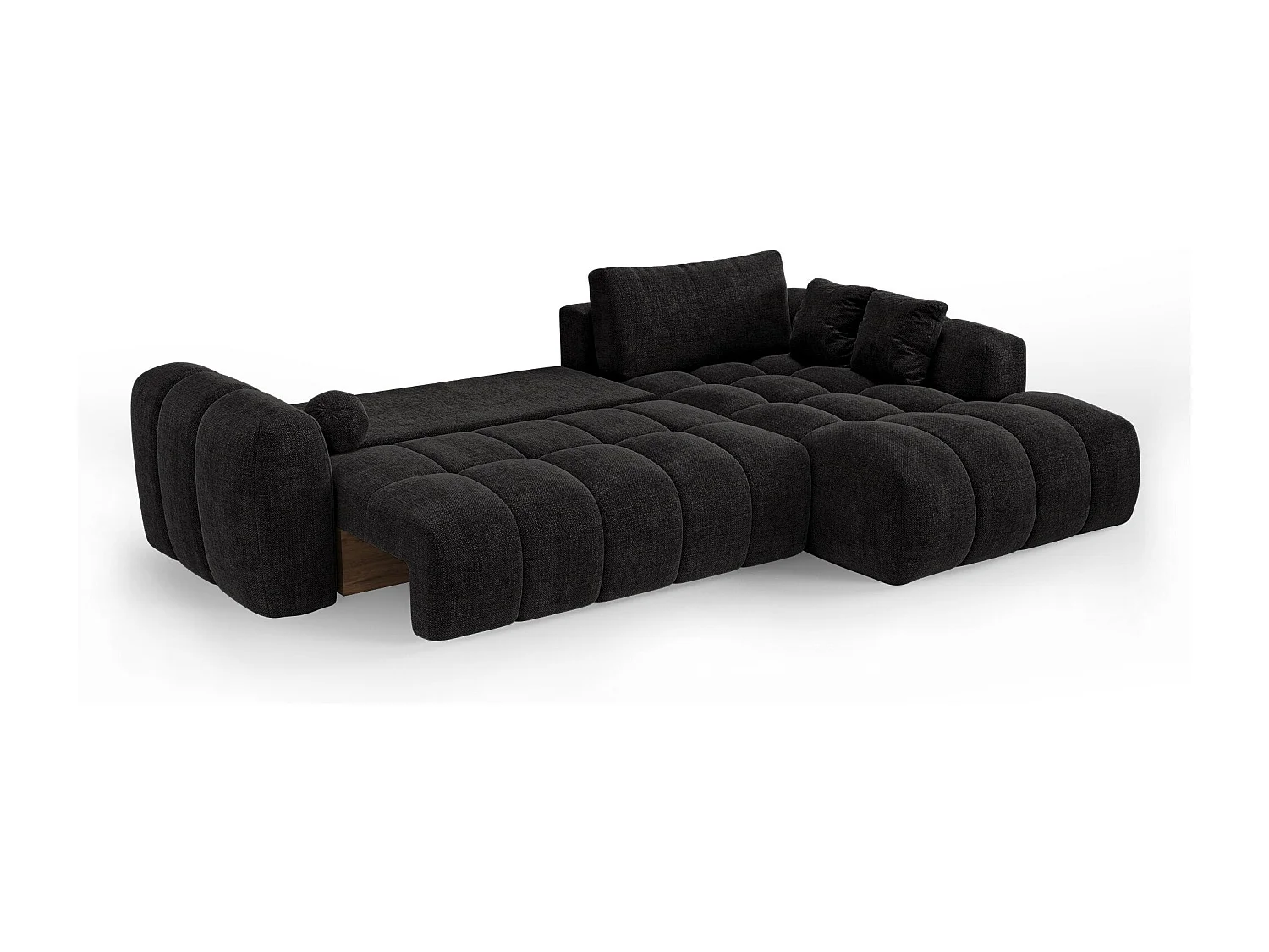 Canapé d'angle droit convertible avec coffre SKY en Tissu tramé