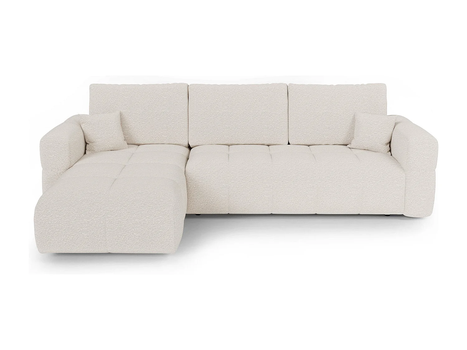 Canapé d'angle gauche convertible avec coffre VIBE en Tissu bouclette